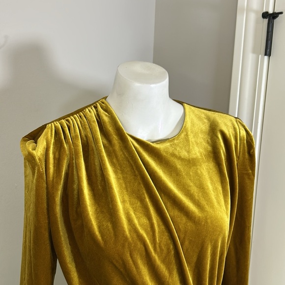 Miss Circle Aura Velvet Dress Ruched Hip Round Neck Side Sash Side Zip Sz M NEW - Picture 5 of 15